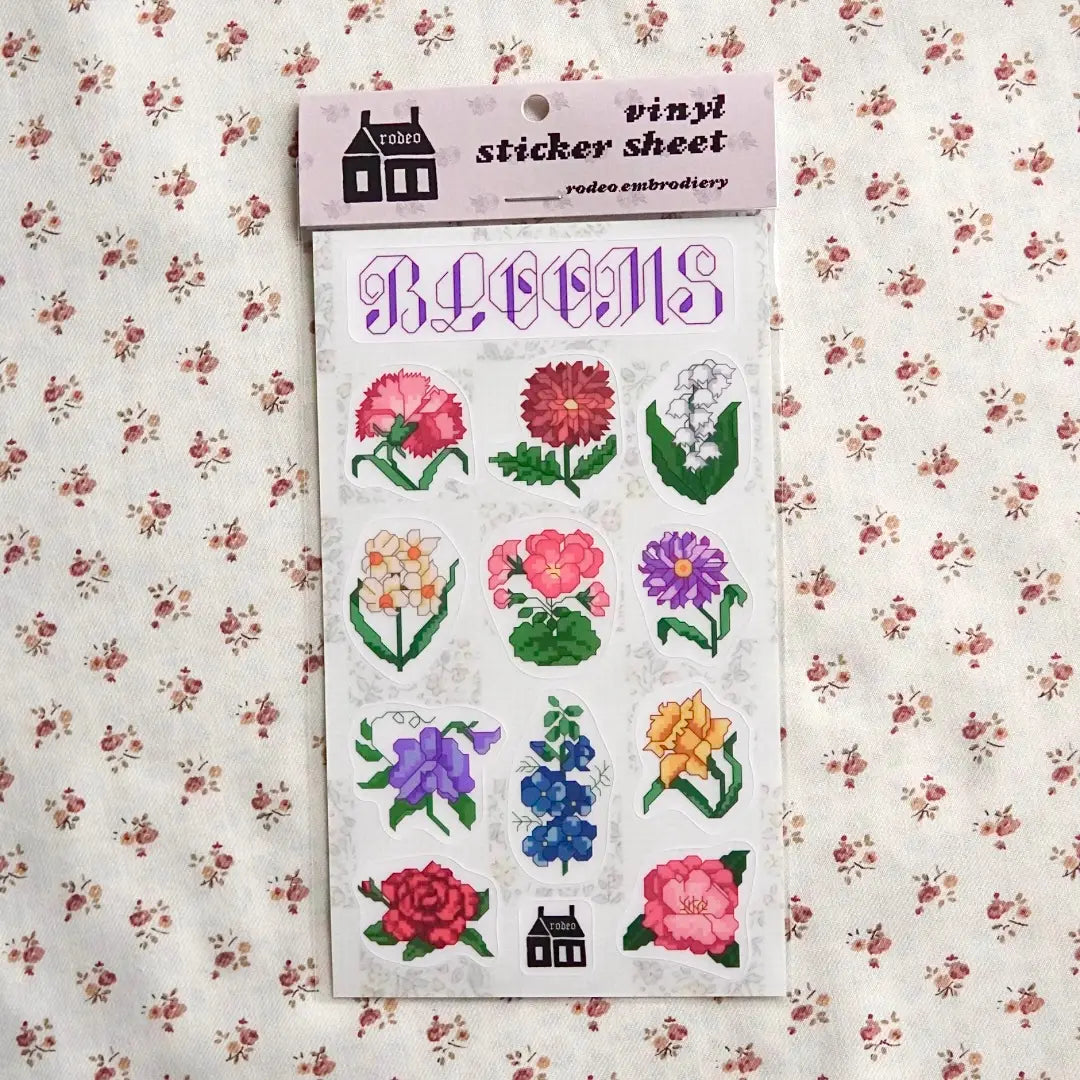 Rodeo Embroidery Blooms Vinyl Sticker Sheet