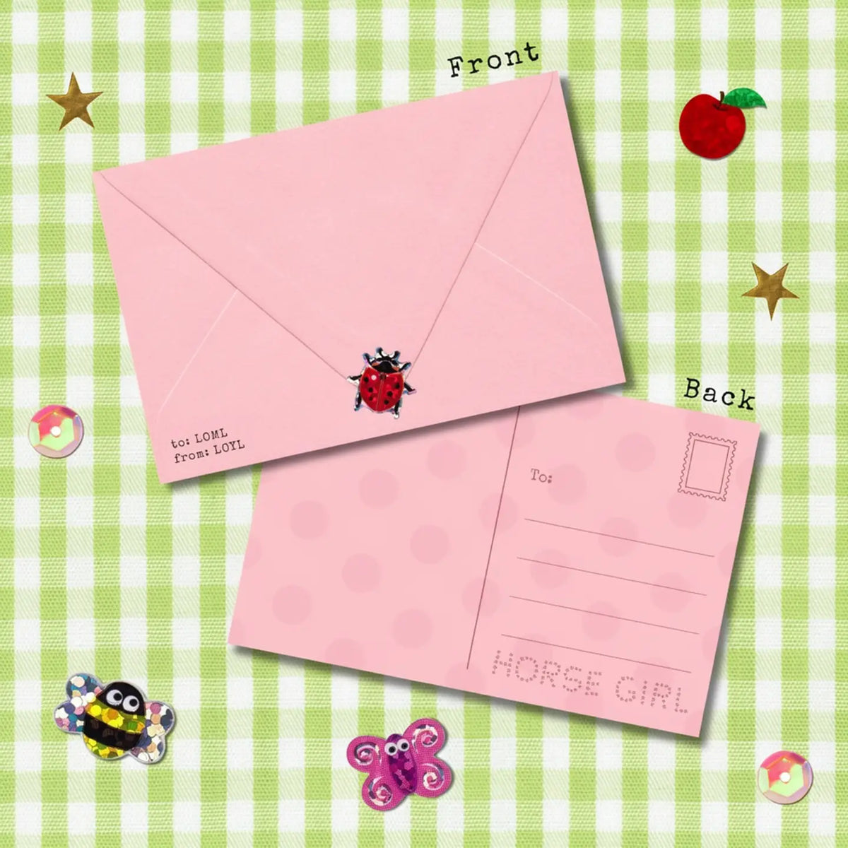 Horse Girl Pink Envelope Postcard