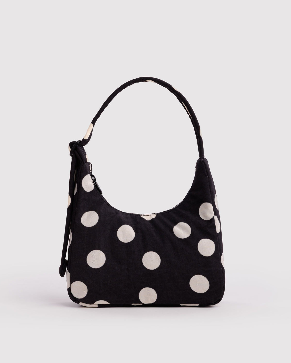 Baggu Mini Nylon Shoulder Bag Black and Cream Polka Dot