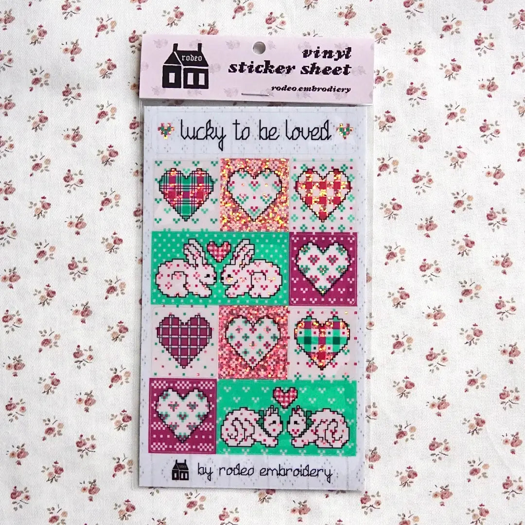 Rodeo Embroidery Lucky To Be Loved Vinyl Sticker Sheet