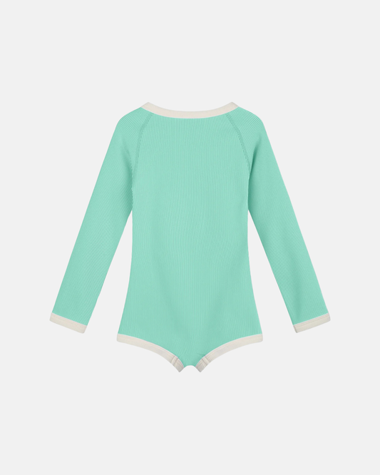 Zulu & Zephyr Mini Stripe Rashie Onesie Aqua