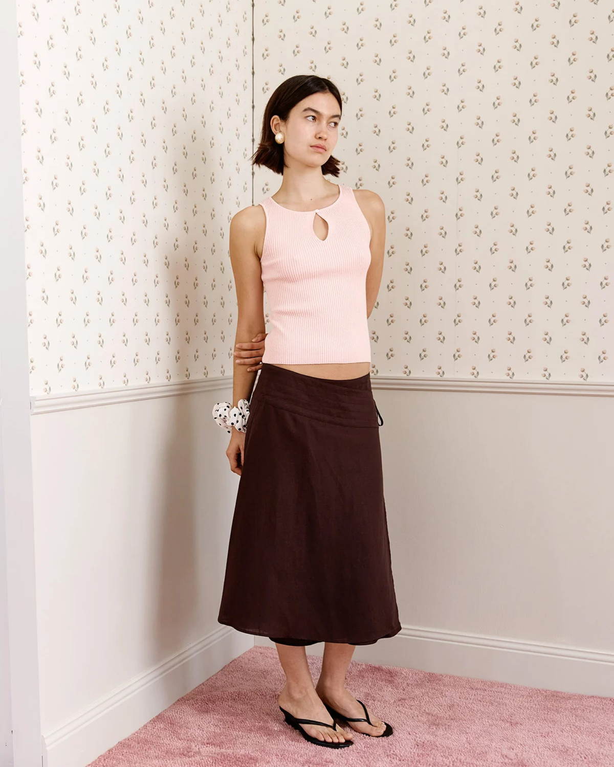 Olga Joan Tie-Waist Skirt Ciocco