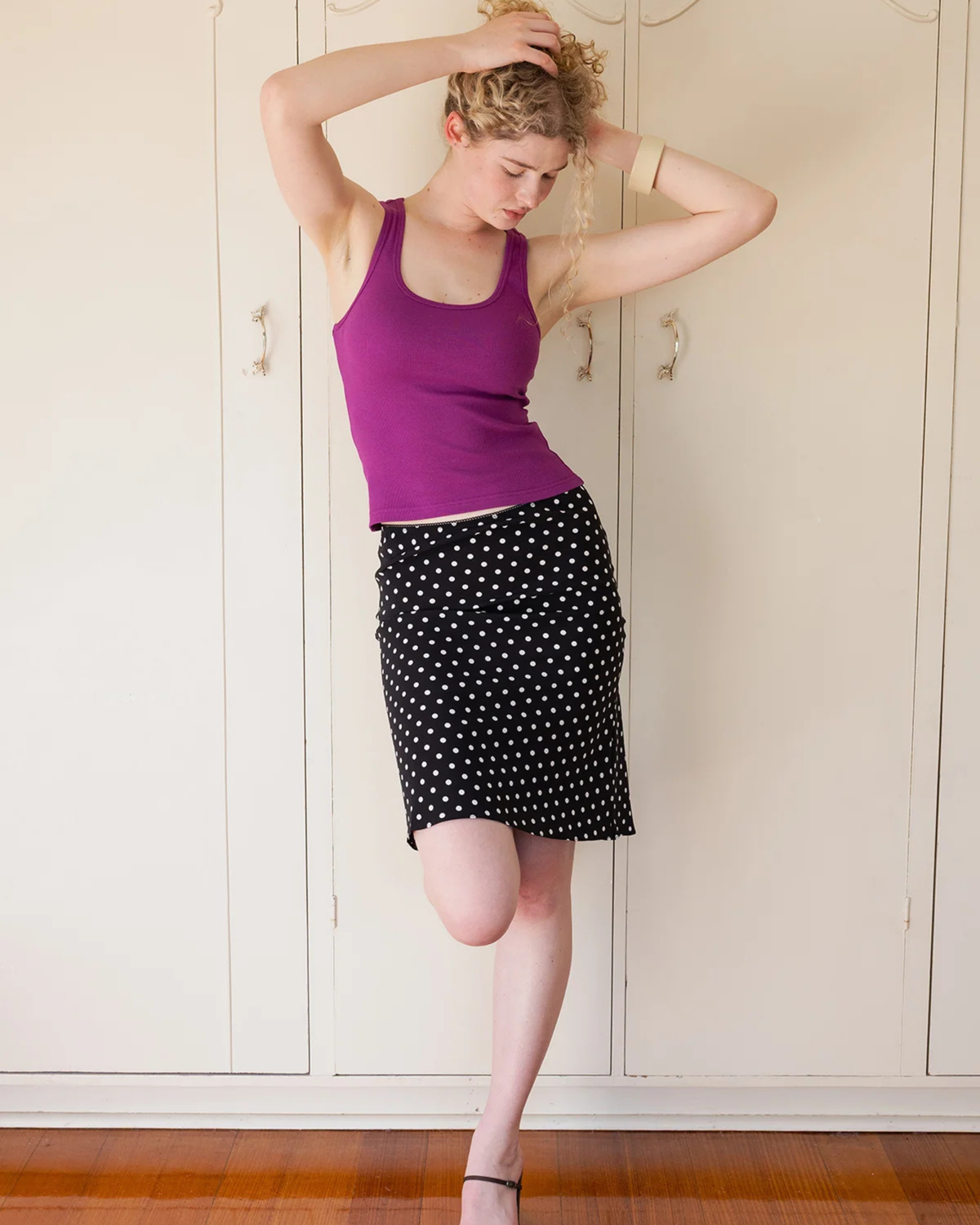 Olga Joan Ribbed Scoop Singlet Iris