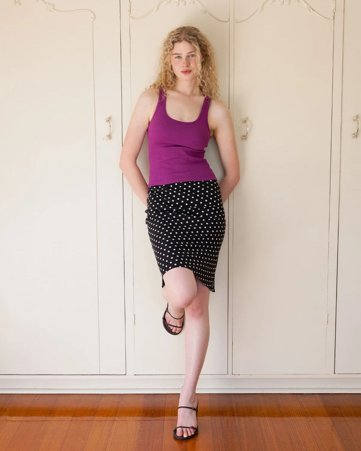 Olga Joan Ribbed Scoop Singlet Iris