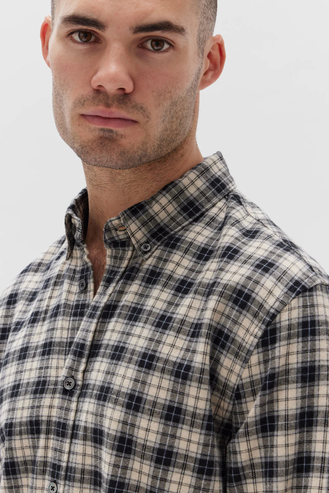 BRUSHED FLANNEL CHECK SHIRT | NAVY CHECK