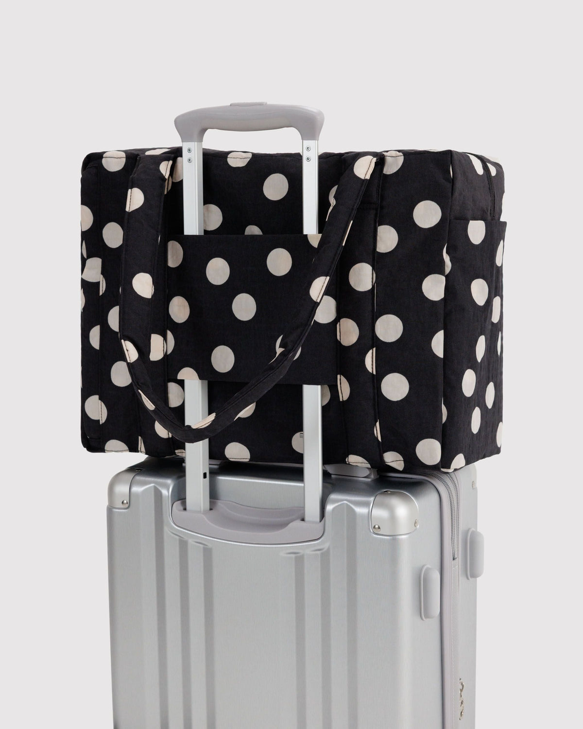 Baggu Small Cloud Carry-On Black and Cream Polka Dot