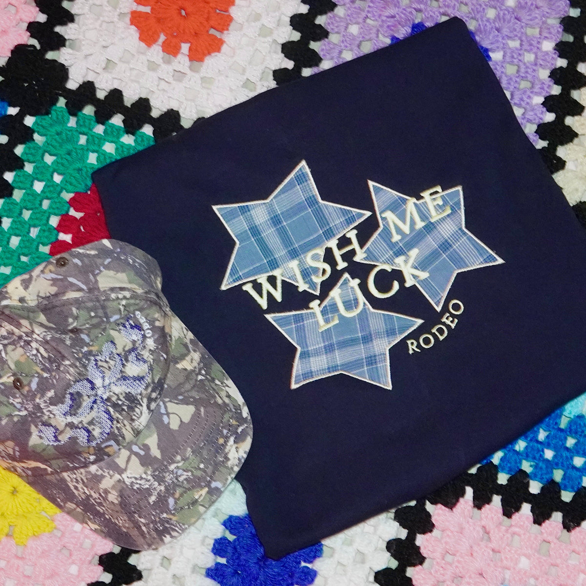Rodeo Embroidery Wish Me Luck Applique Oversized Shirt Dark Navy 3