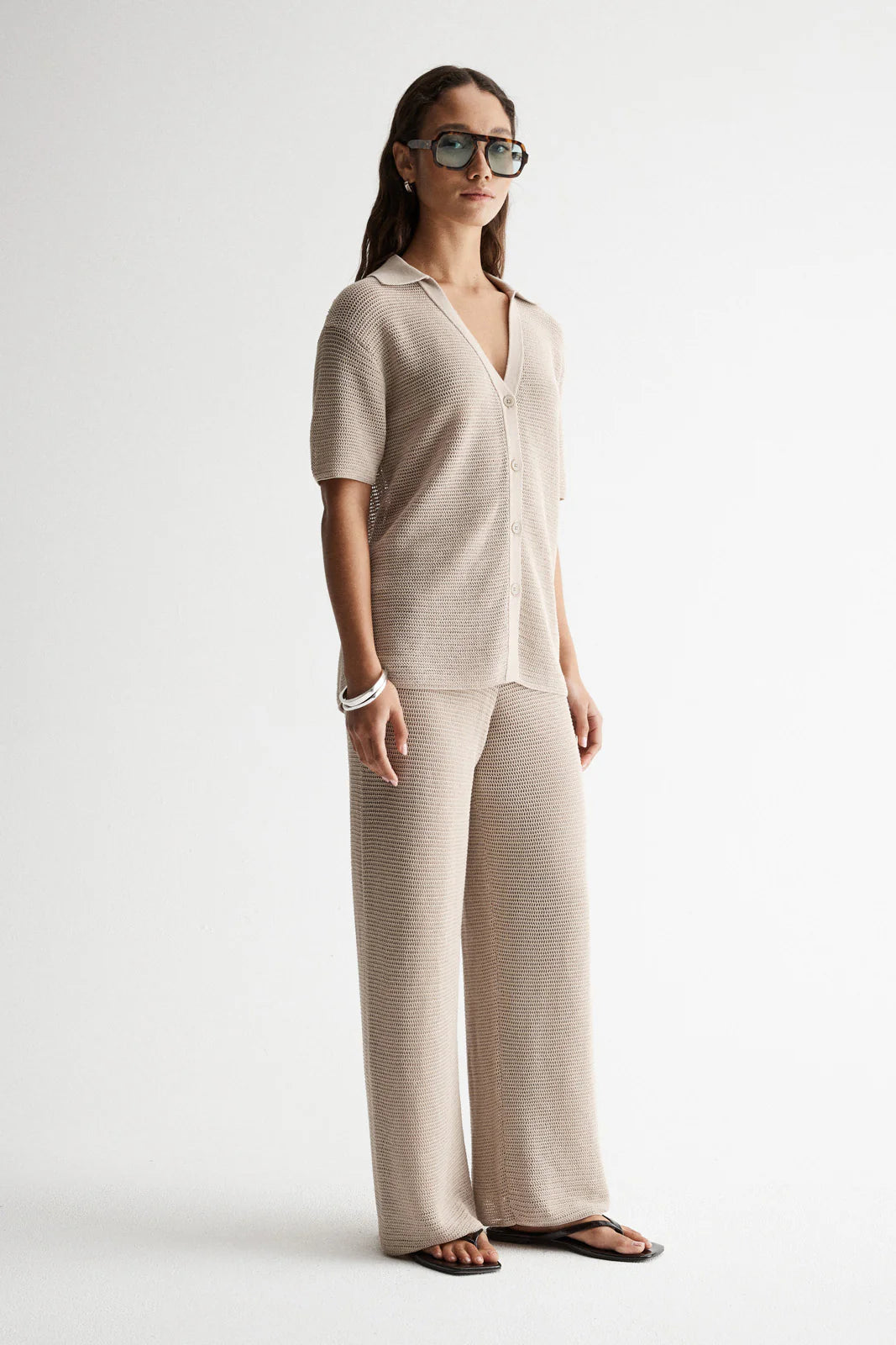ASPEN CROCHET SHIRT | TAUPE