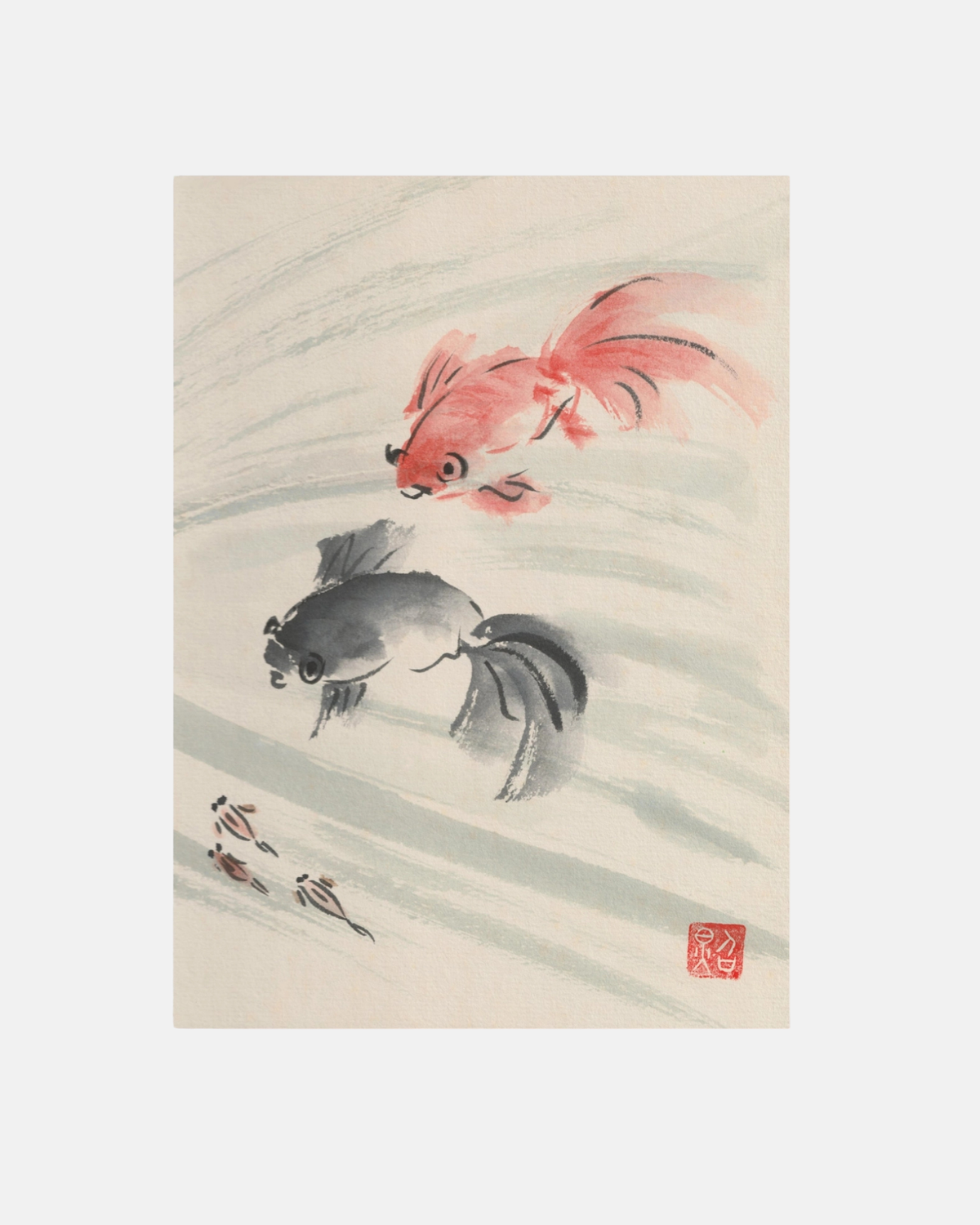 Kiku Print Greeting Card Gold Fish