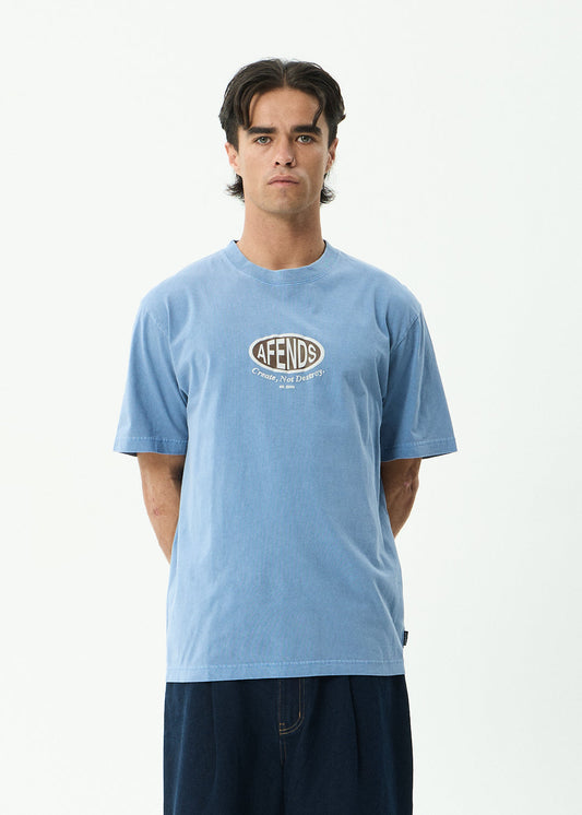 Afends Destroyed Retro Tee Washed Slate Blue 2