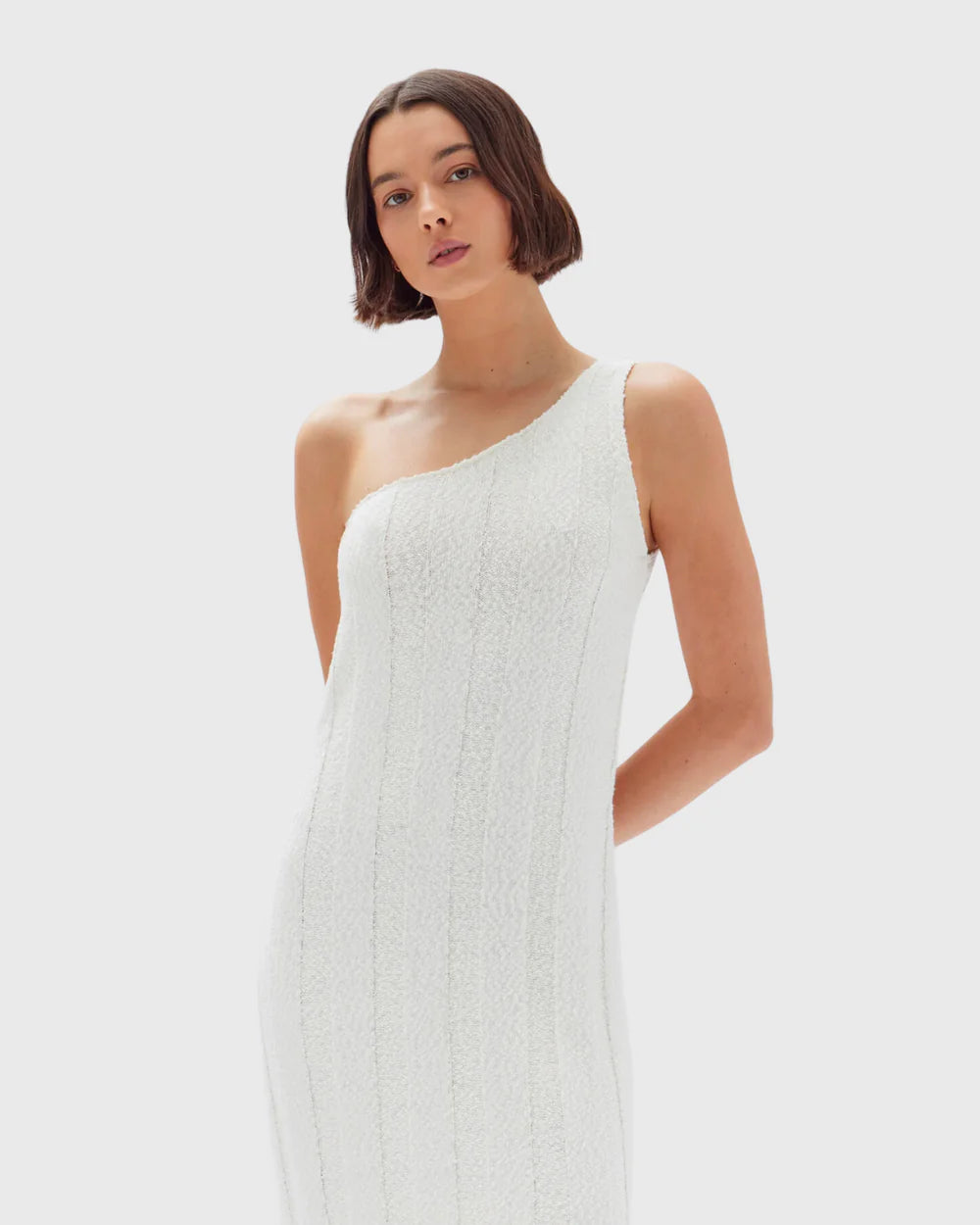 CAITLIN RIB KNIT MIDI DRESS | ANTIQUE WHITE