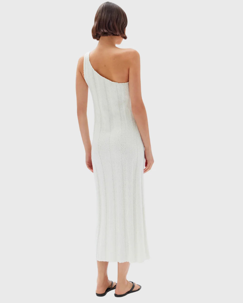 CAITLIN RIB KNIT MIDI DRESS | ANTIQUE WHITE