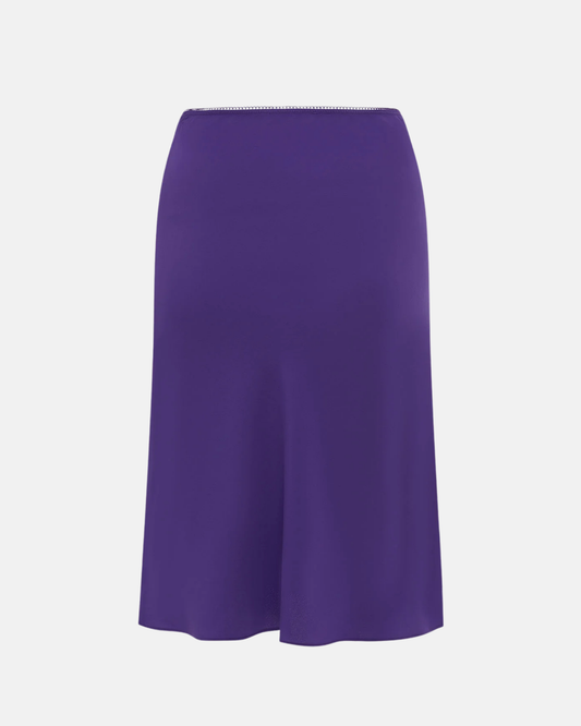 Olga Joan Bias Knee Skirt Viola Silk