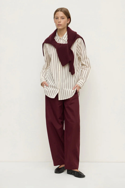 AMARO ITALIAN STRIPE SHIRT | MERLOT / WHITE STRIPE