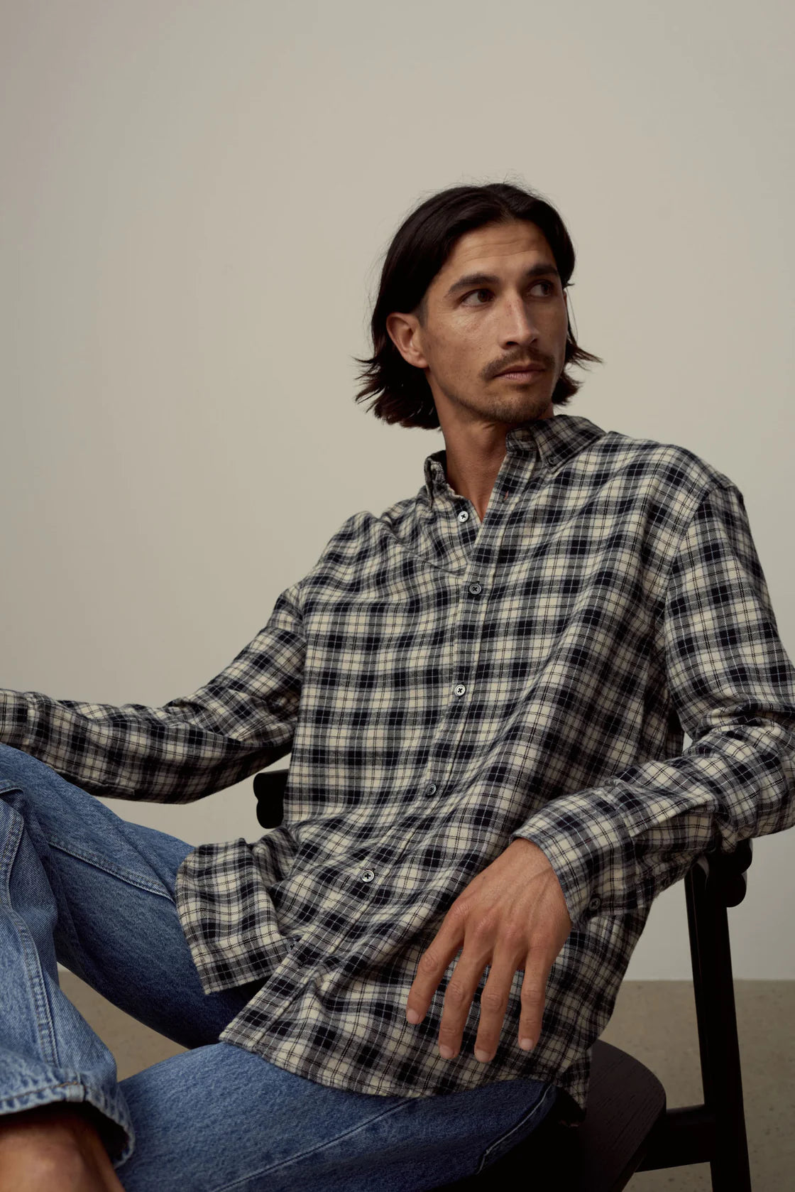 BRUSHED FLANNEL CHECK SHIRT | NAVY CHECK