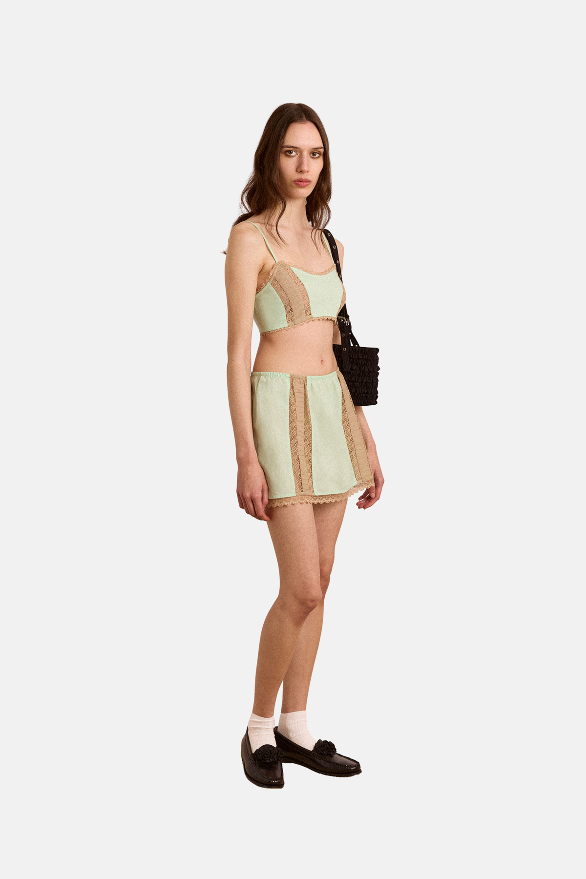 Damson Madder Addie Lace Mini Skirt Mint