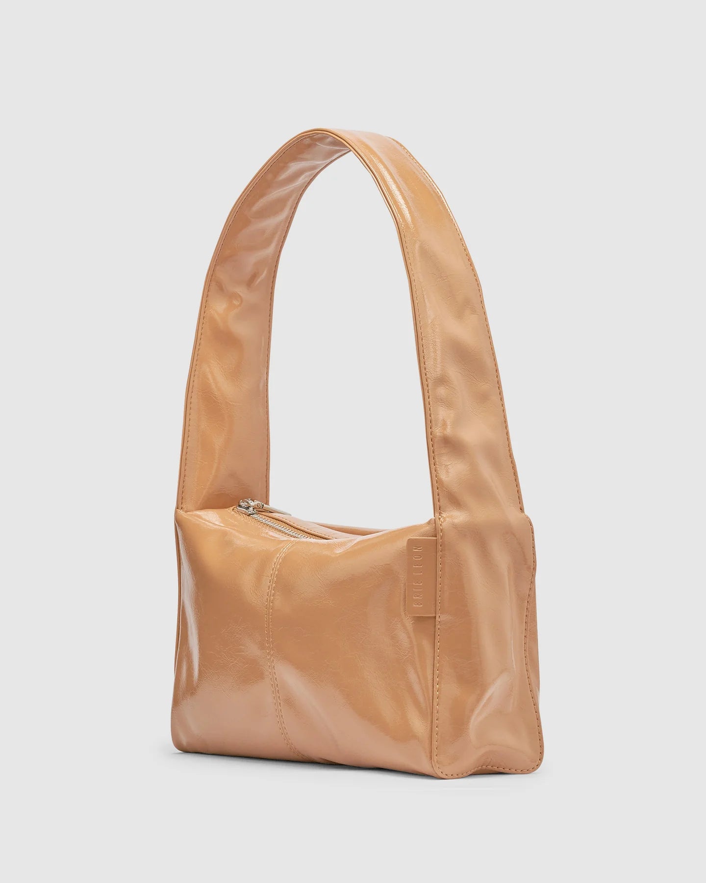 LUCA SHOULDER BAG | MILK TEA GLOSSY CRINKLE