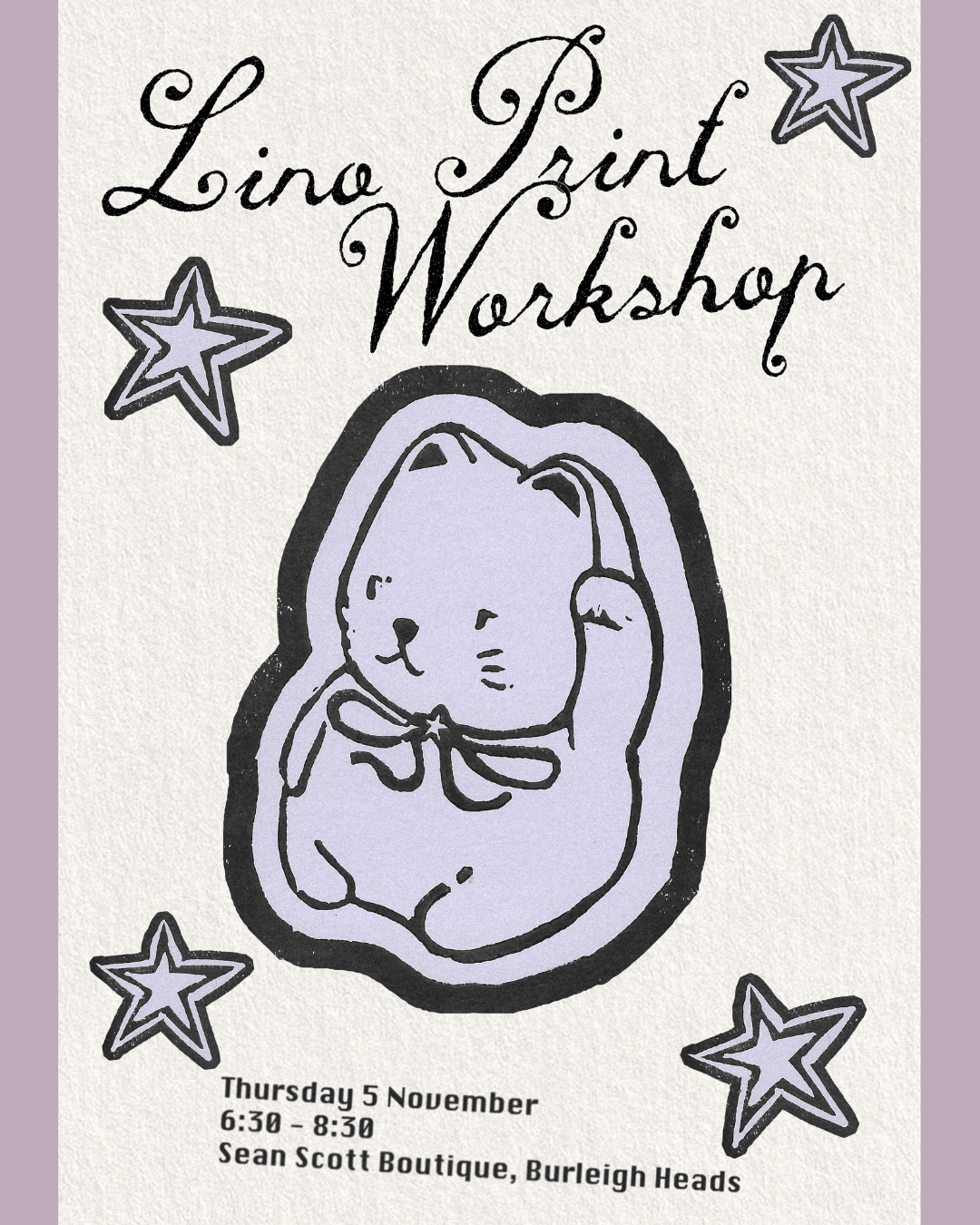The Keepsake Club Lino Print Workshop (5 November)