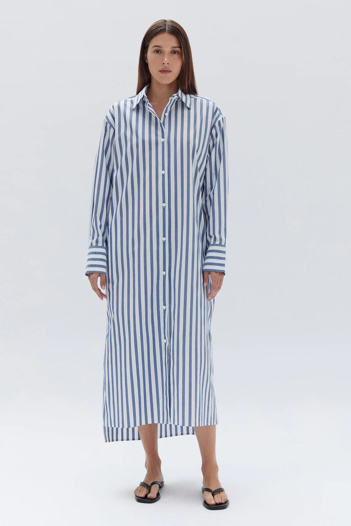 MARIE POPLIN SHIRT DRESS | ROYAL STRIPE