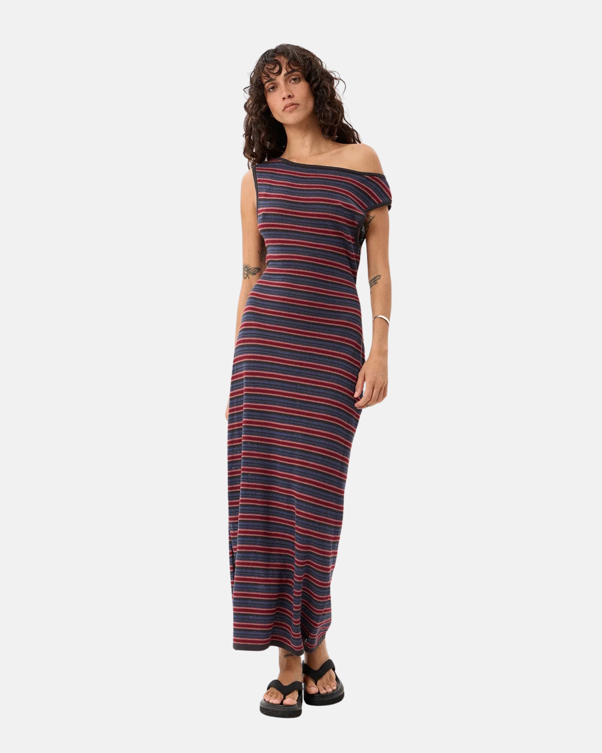 Afends Martina Knit Maxi Dress Club Stripe