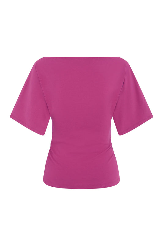 BARDOT RUCHED TOP | MAGENTA