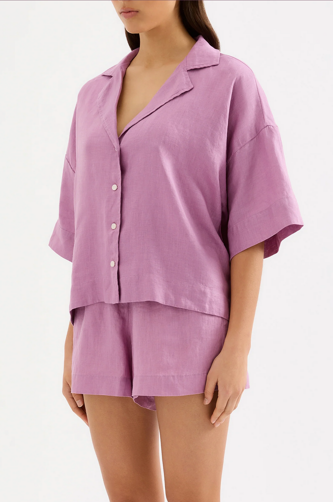 LOUNGE LINEN SHIRT | GRAPE