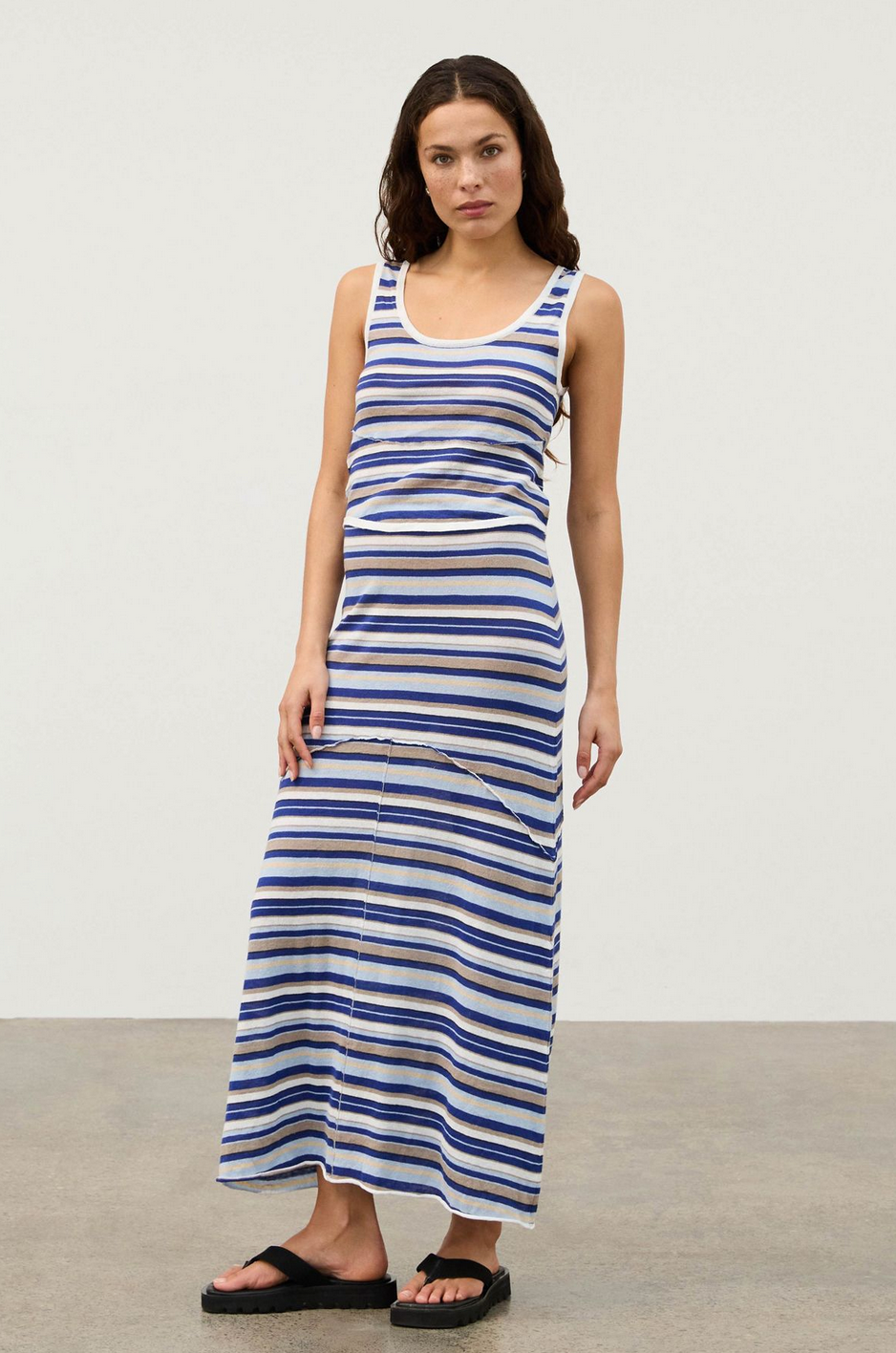 RETRO STRIPE PANELLED KNIT SKIRT | OCEAN