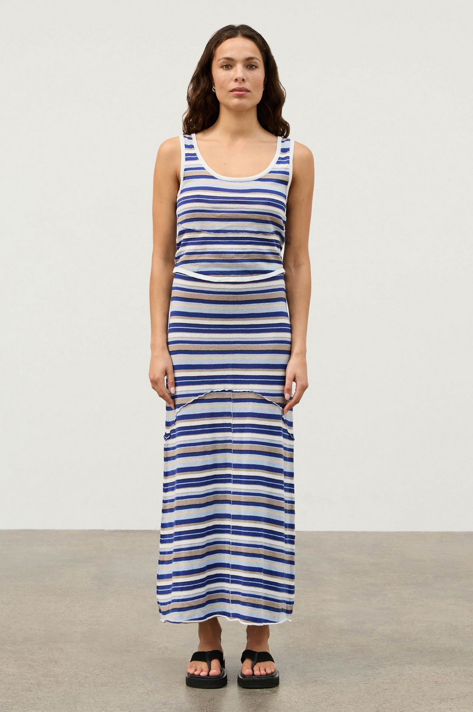 RETRO STRIPE PANELLED KNIT SKIRT | OCEAN