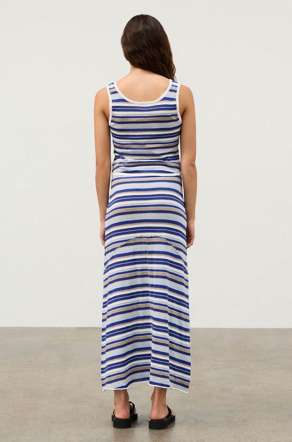 RETRO STRIPE PANELLED KNIT SKIRT | OCEAN