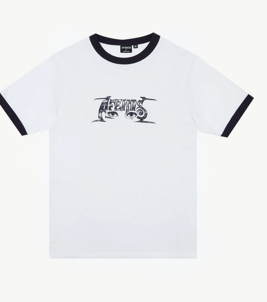 ALL EYEZ RINGER TEE | WHITE/DEEPSEA