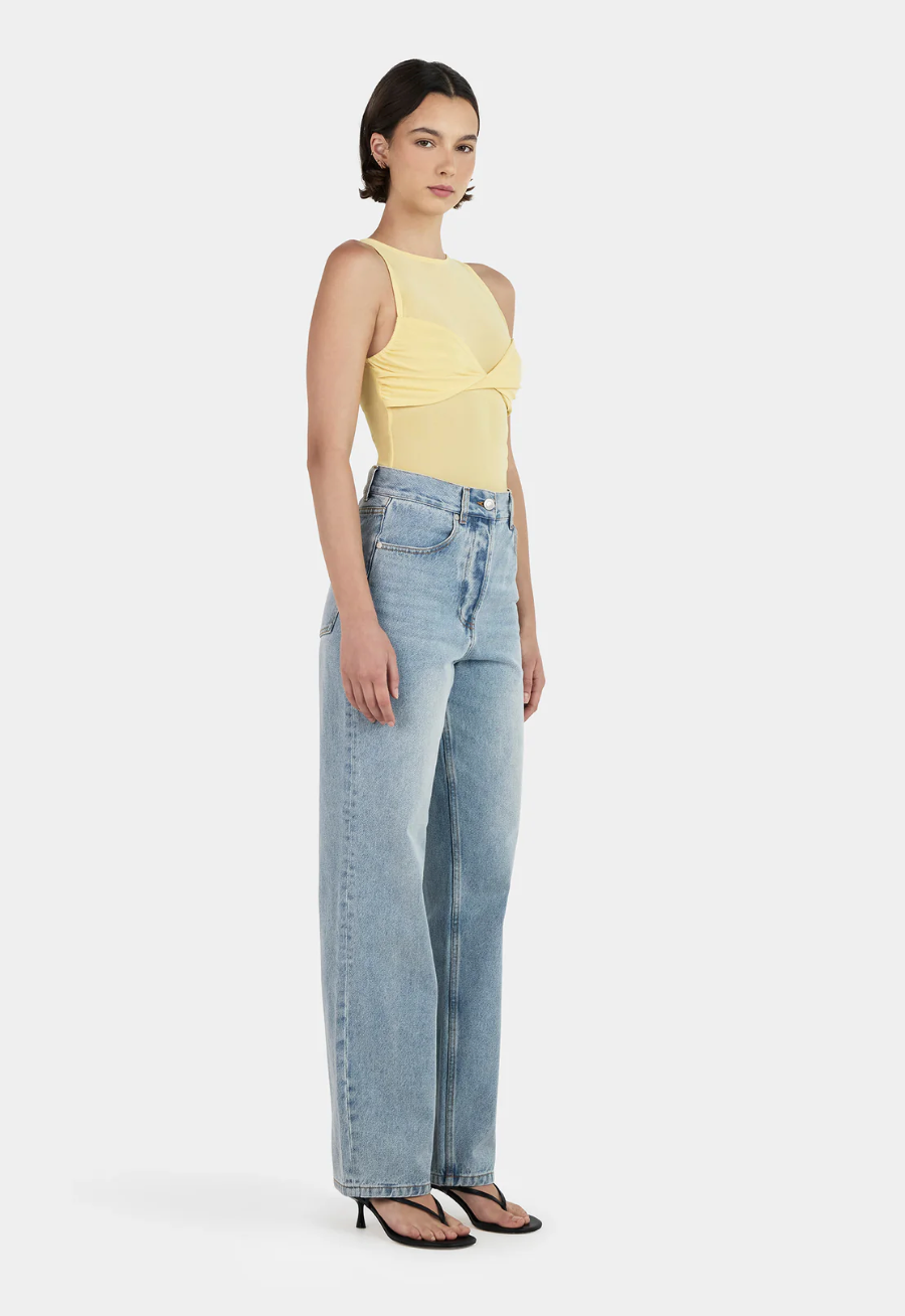 HALSEY MESH TOP | LEMON