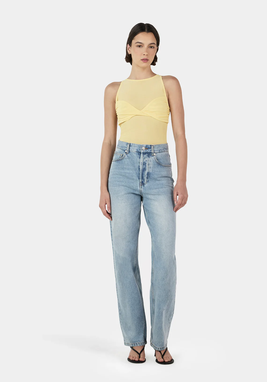 HALSEY MESH TOP | LEMON