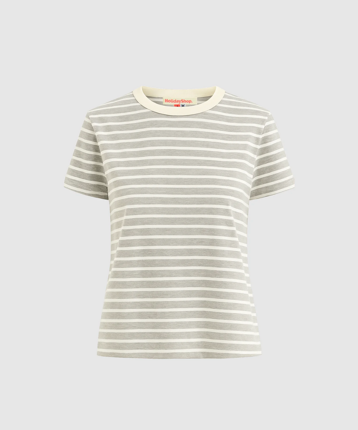 STRIPED STANDARD TEE | STRIPED GREY/BUTTER
