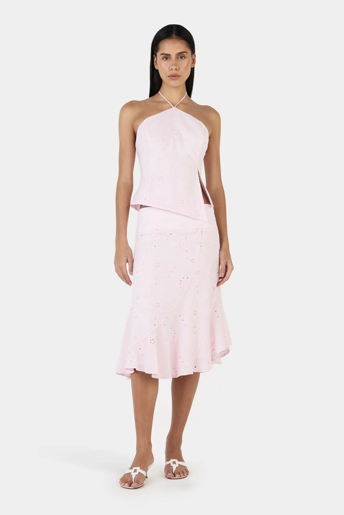 JASMINE MIDI SKIRT | BABY PINK ANGLAISE