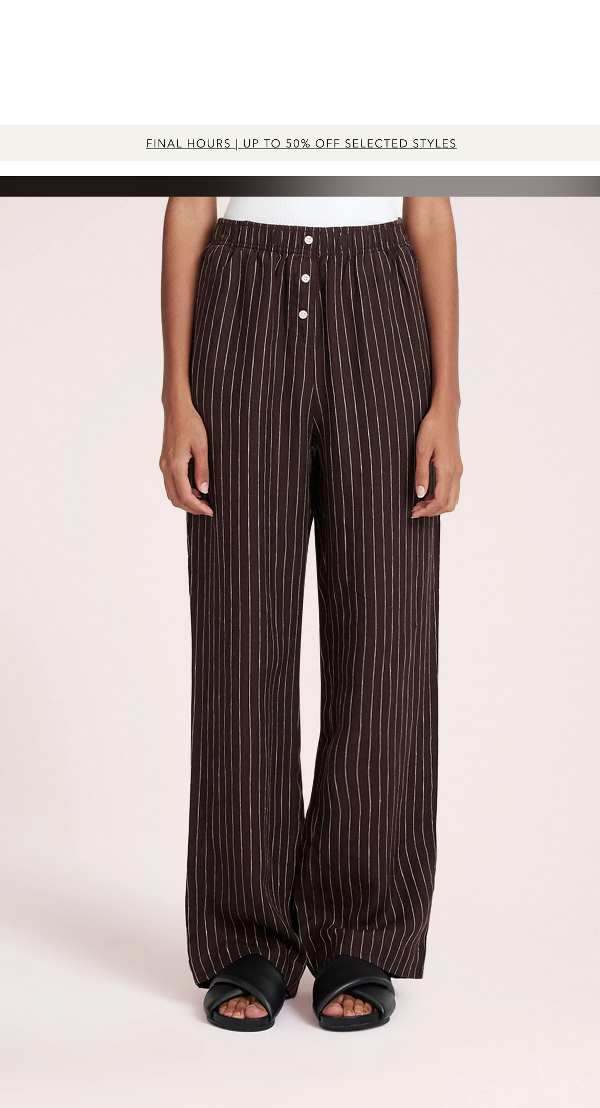 LOUNGE STRIPE LINEN PANT | RAISIN STRIPE