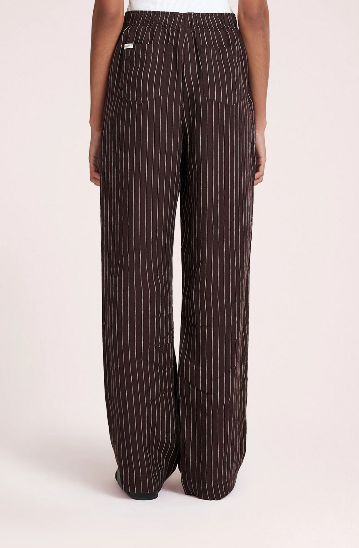 LOUNGE STRIPE LINEN PANT | RAISIN STRIPE