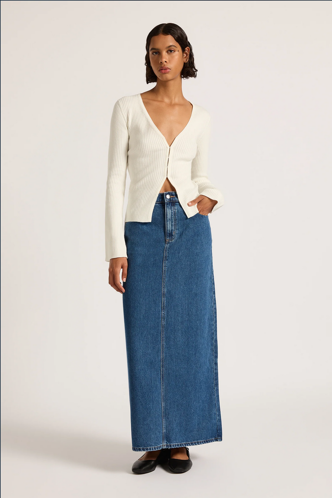 ORGANIC DENIM MAXI SKIRT | VINTAGE BLUE