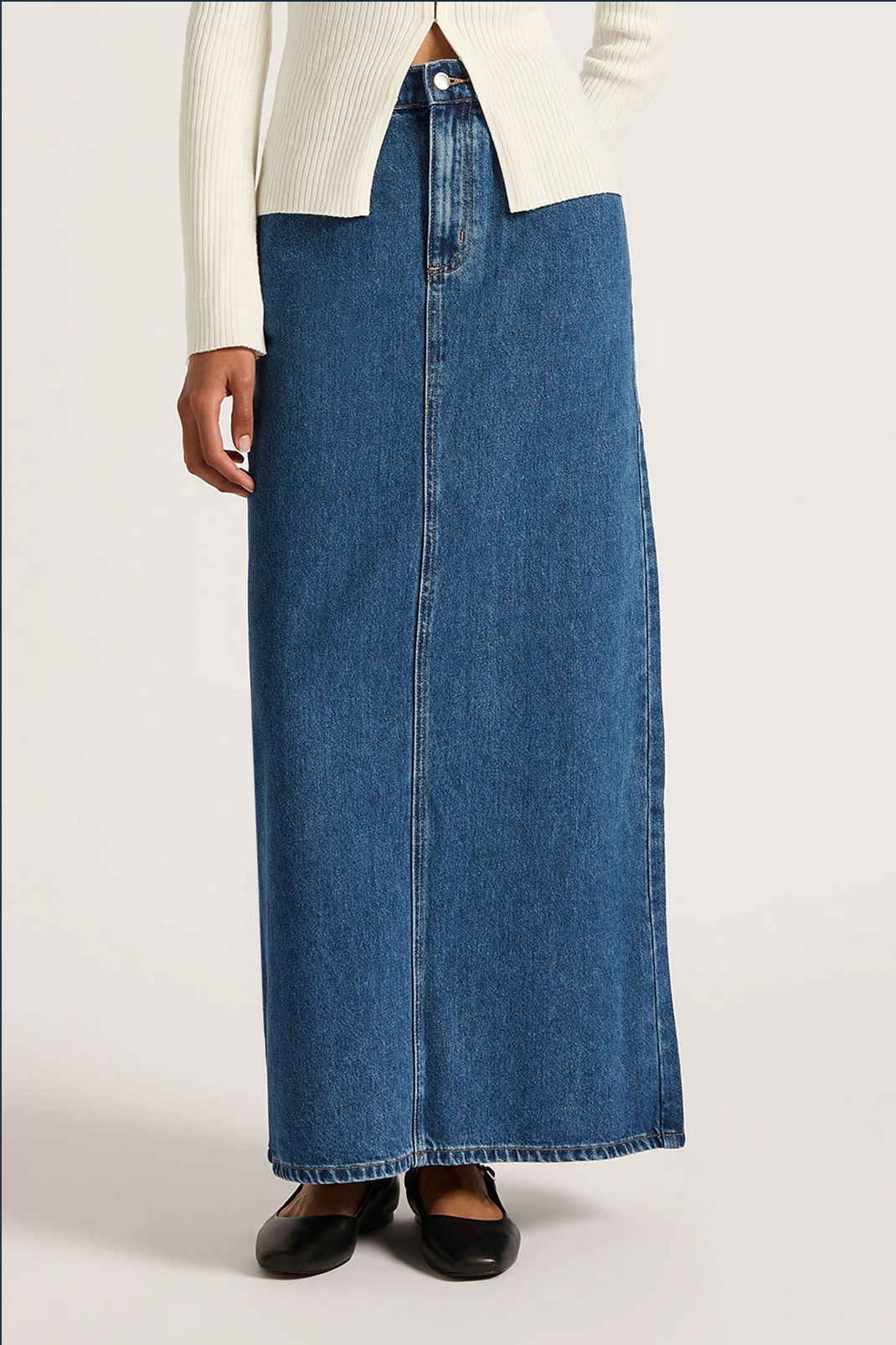 ORGANIC DENIM MAXI SKIRT | VINTAGE BLUE