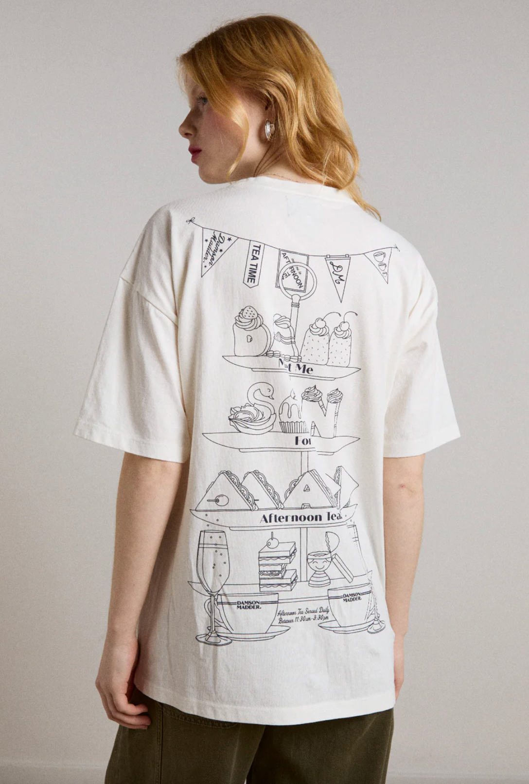 Damson Madder Afternoon Tea Boyfriend Tee White