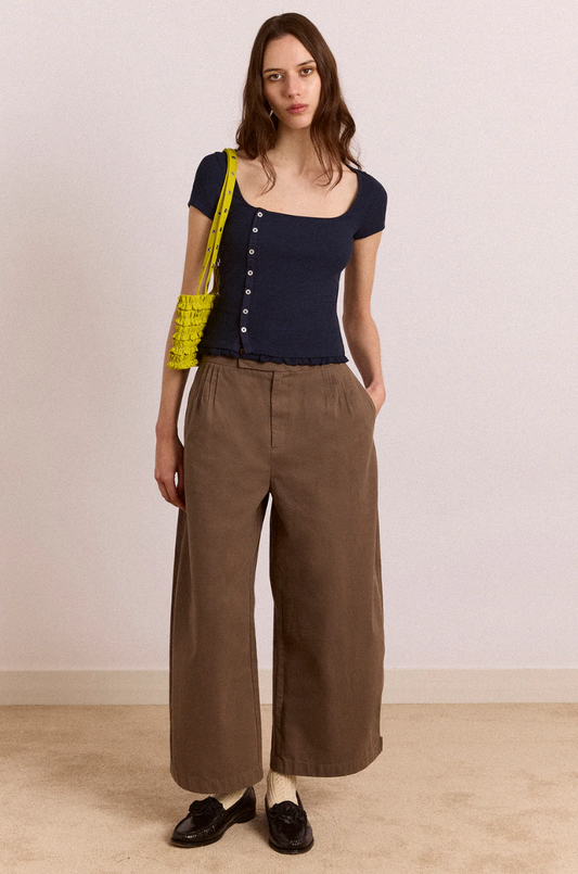 Damson Madder Posie Short Sleeve Top Navy