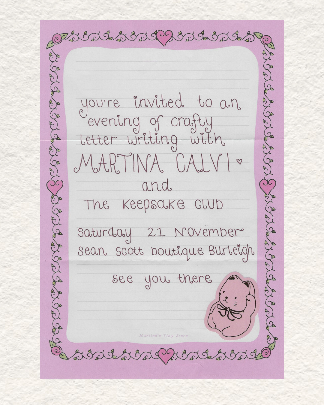 'The Art of Snail Mail' Keepsake Club x Martina Calvi Workshop Saturday 21 November