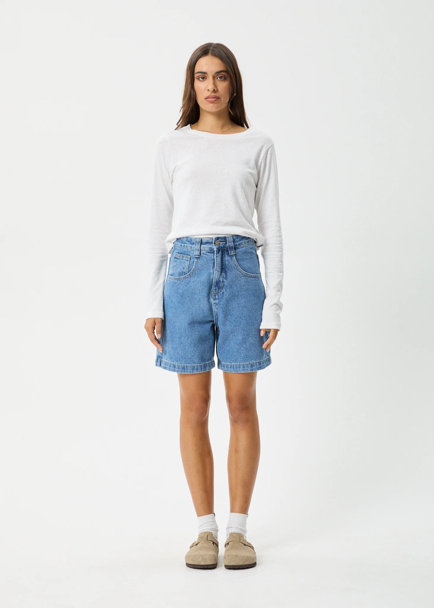 EMILIE HEMP DENIM CARPENTER SHORT | WORN BLUE