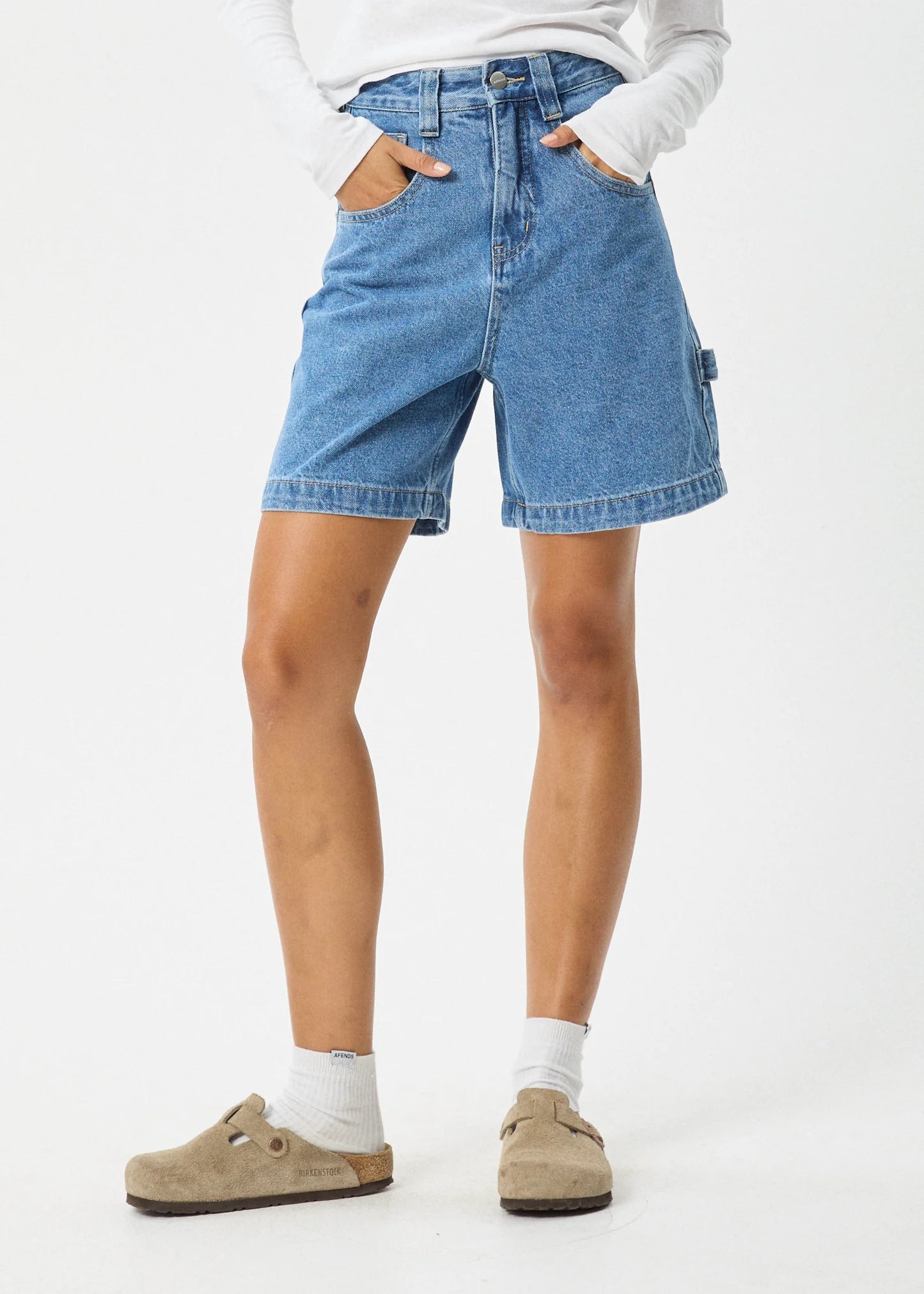 EMILIE HEMP DENIM CARPENTER SHORT | WORN BLUE