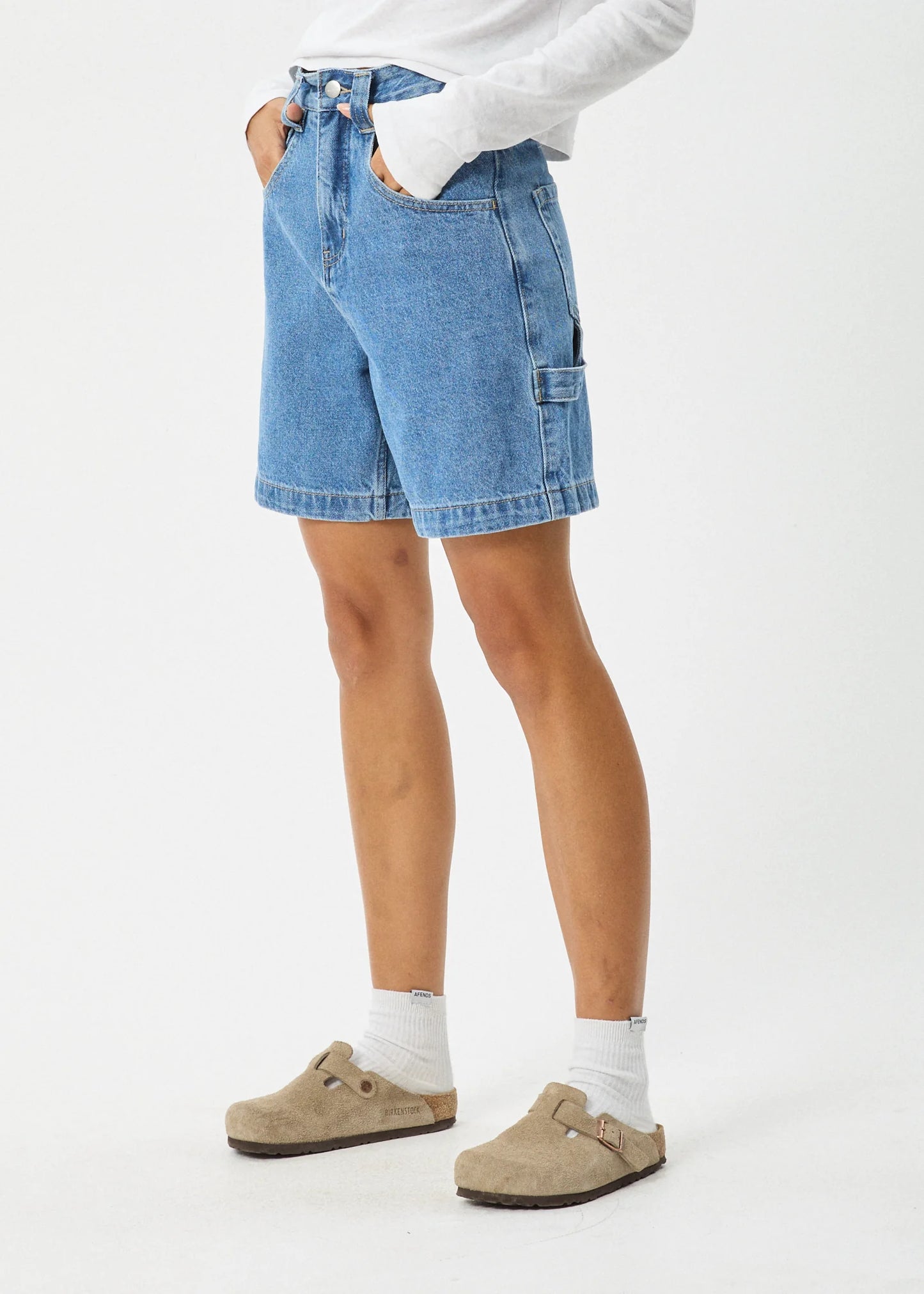 EMILIE HEMP DENIM CARPENTER SHORT | WORN BLUE