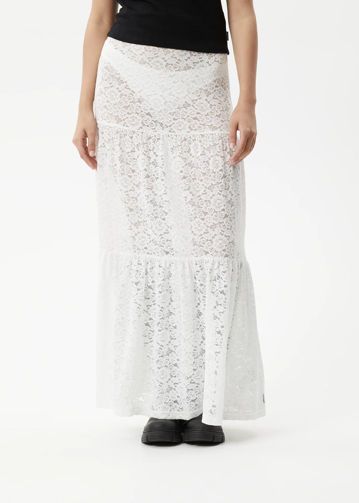 LACE MAXI SKIRT | WHITE