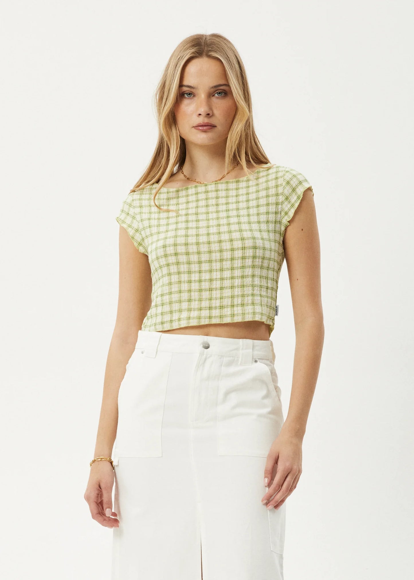 DARCY CHECK TOP | LEMONGRASS CHECK