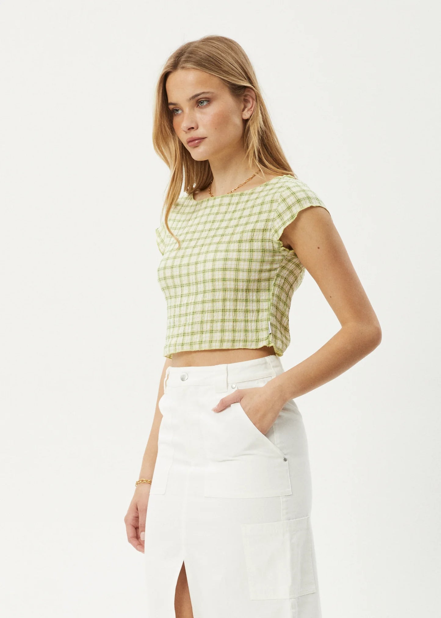 DARCY CHECK TOP | LEMONGRASS CHECK