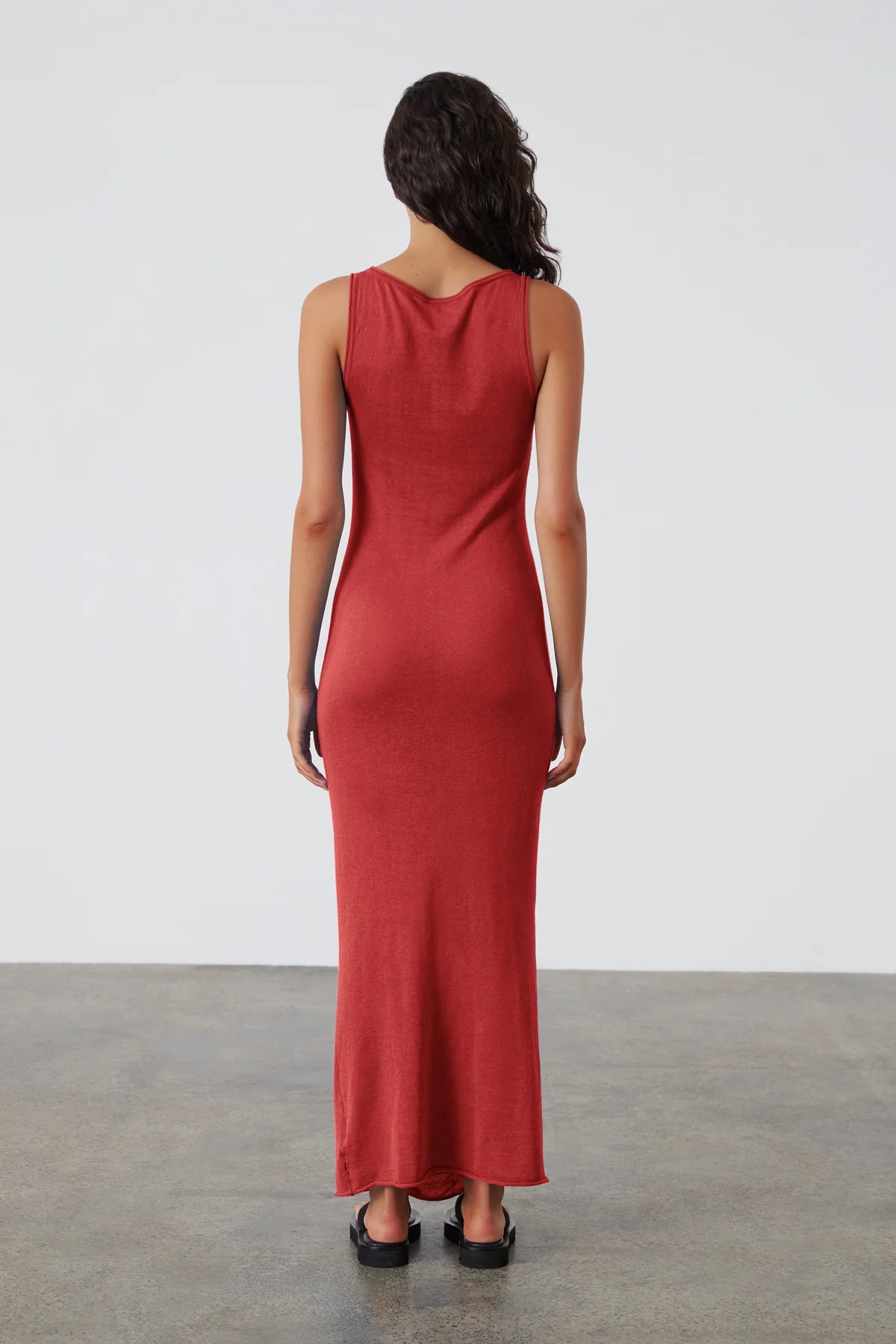 CONTRAST KNIT DRESS | RED