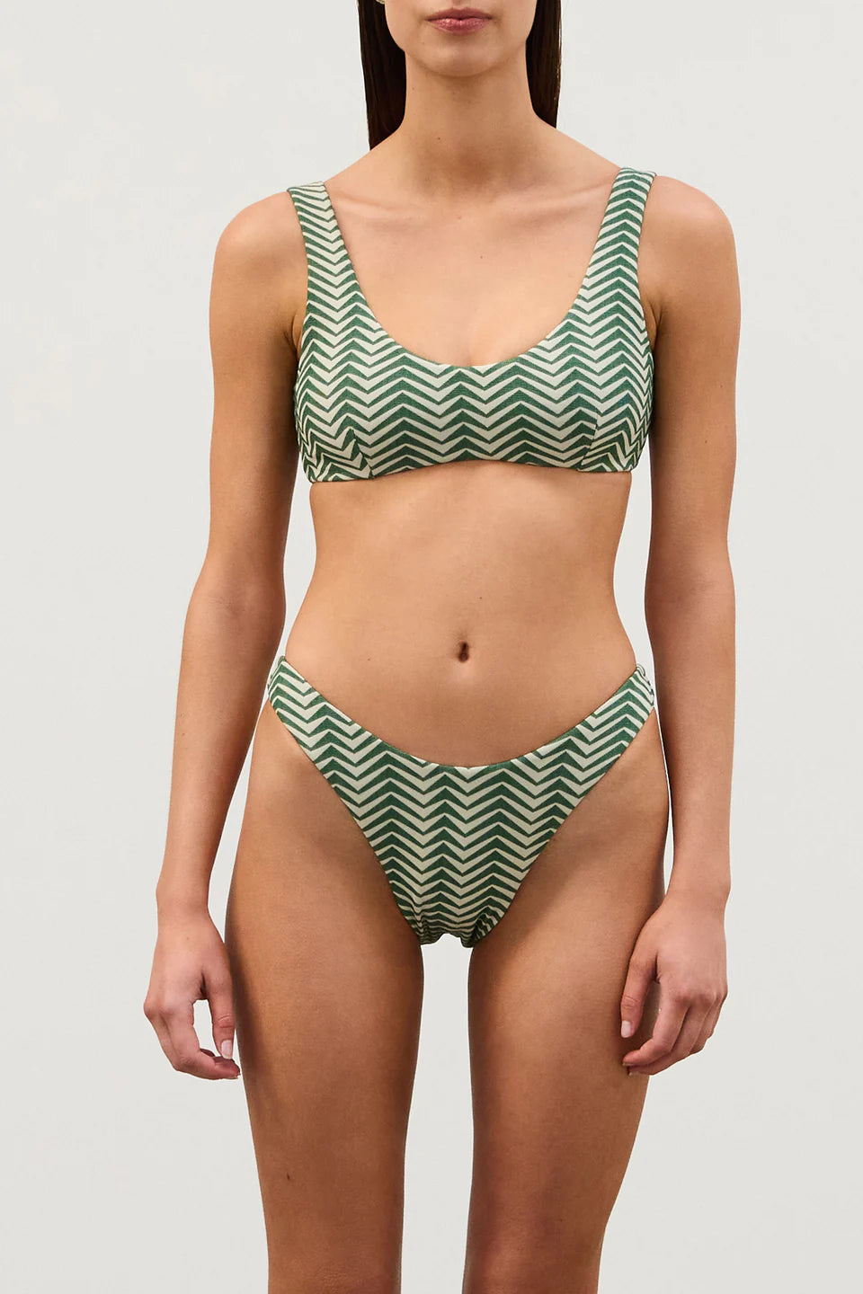 GREEN ZIG ZAG CROP BRALETTE