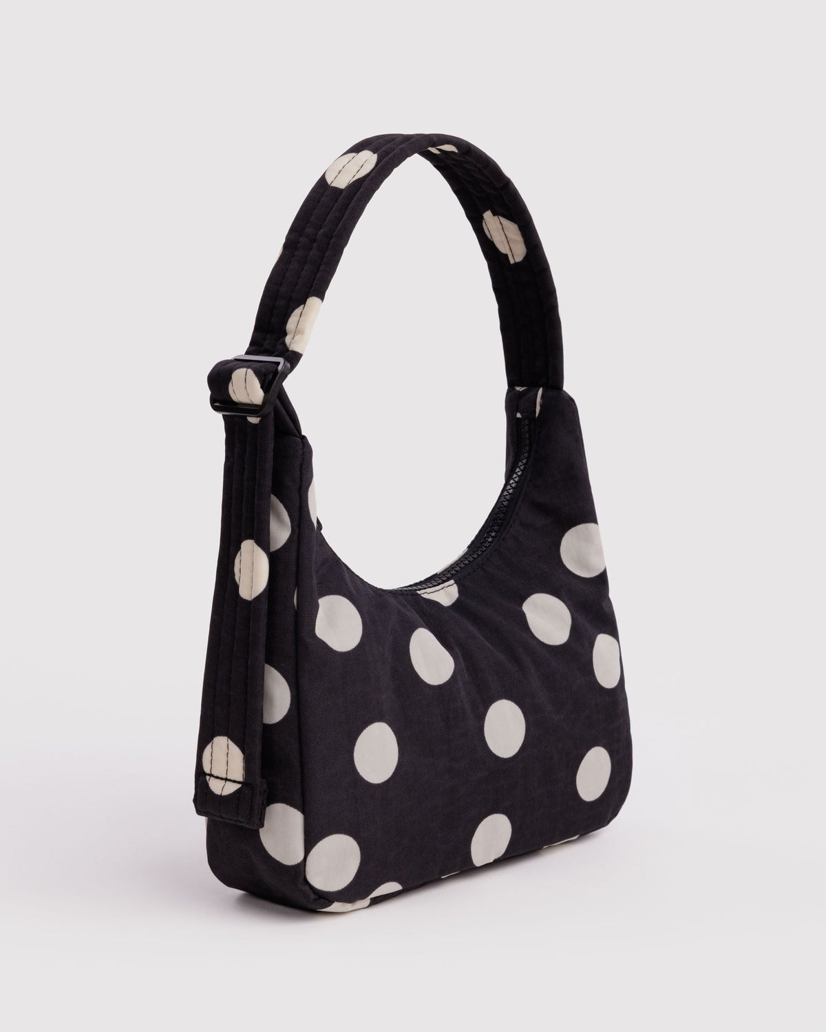Baggu Mini Nylon Shoulder Bag Black and Cream Polka Dot